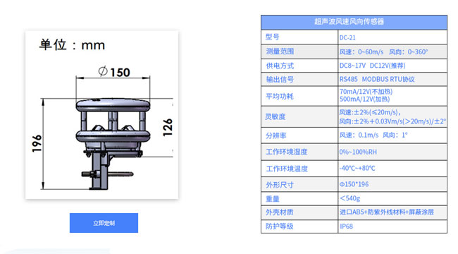 风速传感器尺寸图