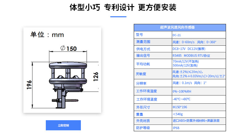 风速传感器性能参数图